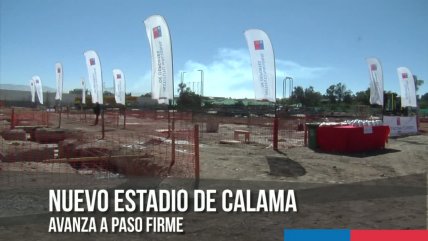   La instalación del primer pilar en el nuevo estadio de Calama 