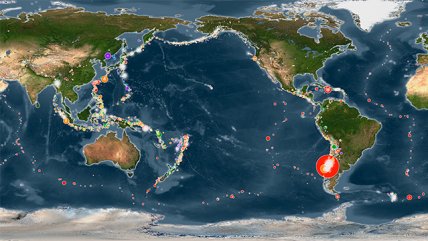  Animación grafica todos los terremotos de los últimos 15 años en el mundo 