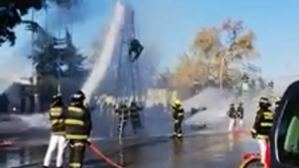   La terrible caída de un voluntario de Bomberos durante unos ejercicios en Rancagua 