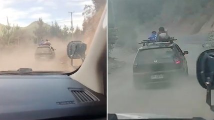   Imprudente conductor transportaba a menores de edad sobre el techo de su auto en Linares 