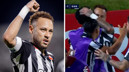   [VIDEO] Neymar festejó con el hijo de Robinho tras anotar en triunfo de Santos por la Sudamericana 