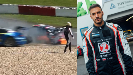   Auto del equipo de Benjamín Hites se incendió y fue chocado en la qualy de Nürburgring 